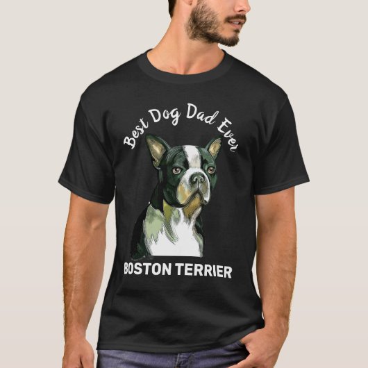 T-shirt Boston Terrier aquarelle meilleur chien papa (Devant)