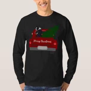 T-shirt Boston Terrier Arbre de Noël Red Retro Truck