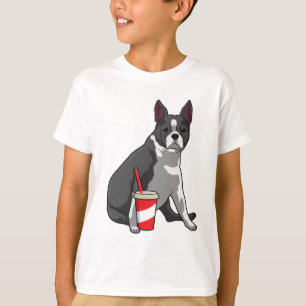 T-shirt Boston Terrier avec boisson