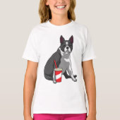 T-shirt Boston Terrier avec boisson (Devant)
