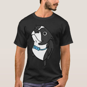 T-shirt Boston Terrier Avec Cravate Bleue Dotée Bow