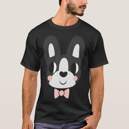 T-shirt Boston Terrier Avec Cravate Bow (Devant)