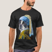 T-shirt Boston Terrier Avec La Perle Écoutant Longtemps (Devant)