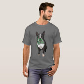 T-shirt Boston Terrier Avec Moustache Verte Et Pot (Devant entier)