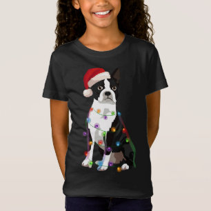 T-Shirt Boston Terrier Bostie Noël lumières Noël Chien Lo