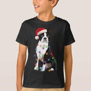 T-shirt Boston Terrier Bostie Noël lumières Noël Chien Lo