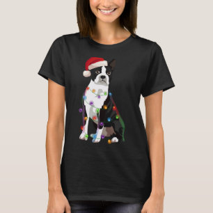 T-shirt Boston Terrier Bostie Noël lumières Noël Chien Lo