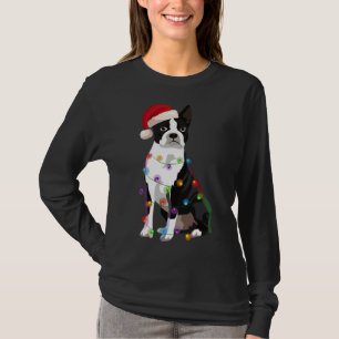 T-shirt Boston Terrier Bostie Noël lumières Noël Chien Lo