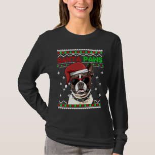 T-shirt Boston Terrier Chien drôle Père Noël Paws Noël