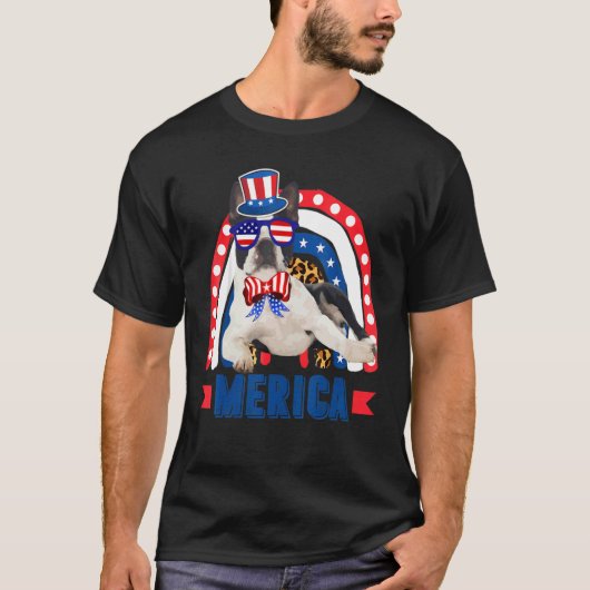 T-shirt Boston Terrier Chien Rainbow Leopard Merica Drapea (Devant)