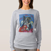 T-shirt Boston Terrier, CHIEN VALENTINE LONG SLEEVE T SHIR (Devant)