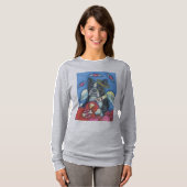 T-shirt Boston Terrier, CHIEN VALENTINE LONG SLEEVE T SHIR (Devant entier)