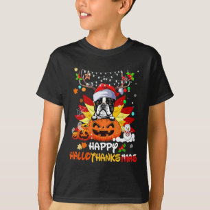 T-shirt Boston Terrier Dog Halloween And Merry Christmas
