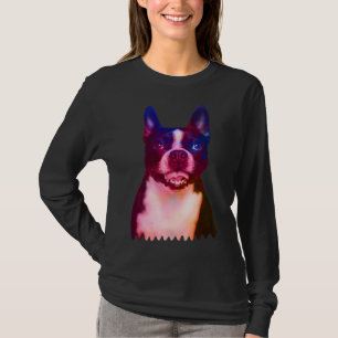 T-shirt Boston Terrier Dog Portrait Aquarelle Boston Terr