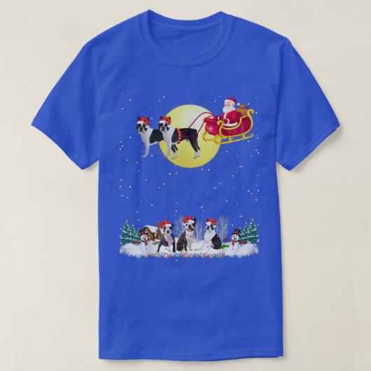 T-shirt Boston Terrier Dog Reindeer Dog Lights Noël L (Design devant)