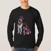 T-shirt Boston Terrier Dog Wearing 4th of July Sunglasses (Devant)