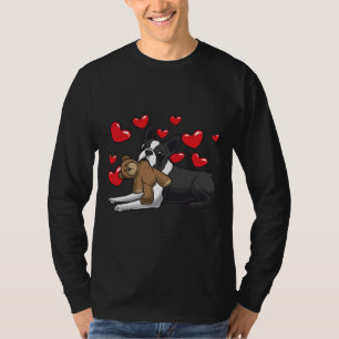 T-shirt Boston Terrier Dog With Stuffed Animal And Hearts