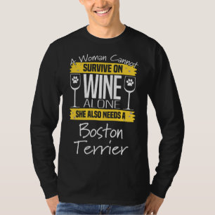 T-shirt Boston Terrier Femmes Une Femme Ne Peut Survivre S