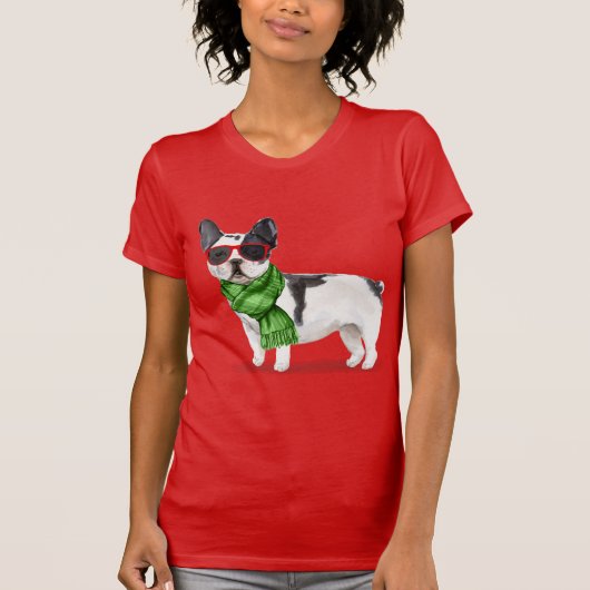 T-shirt Boston Terrier Funny Noël Fleas Navidog T-Shi (Devant)