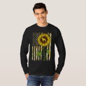 T-shirt Boston Terrier Maman Sunflower American Drapeau Ch (Devant entier)