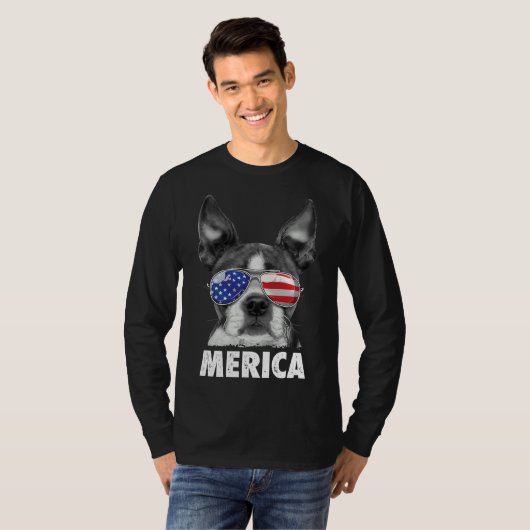 T-shirt Boston Terrier Merica 4 juillet Hommes Femmes B (Devant entier)