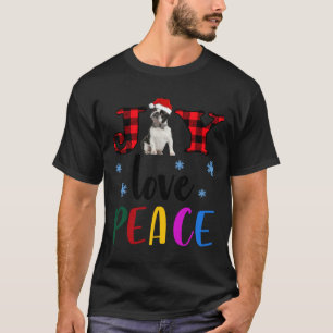 T-shirt Boston Terrier Noël Joy Love Peace