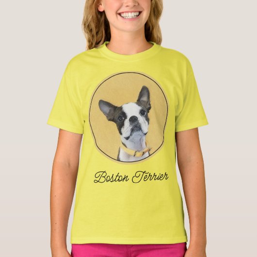 T-shirt Boston Terrier Peinture - Joli chien d'origine T-- (Devant)