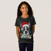 T-Shirt Boston Terrier Père Noël Christmas Tree lumières N (Devant entier)