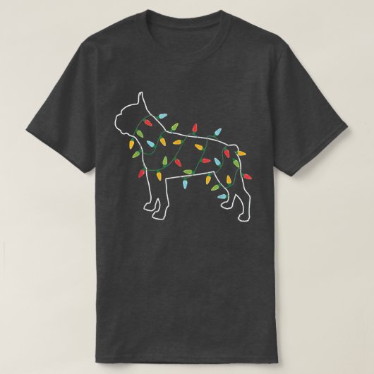 T-shirt Boston Terrier sapin de Noël Lumière pyjama Noël D (Design devant)