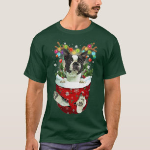 T-shirt Boston Terrier Snow Pocket  Dogs Christmas Pocket 