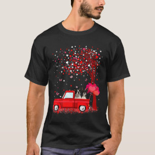 T-shirt Boston Terrier Valentine Dogs Red Truck Hearts
