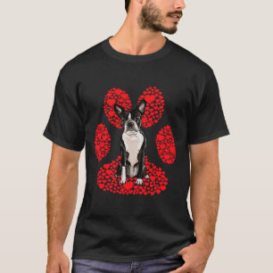 T-shirt Boston Terrier Valentines Day Chien Love Paw