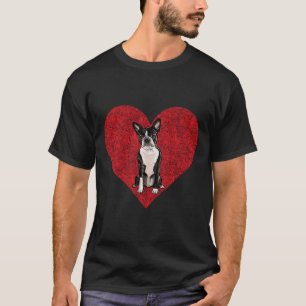 T-shirt Boston Terrier Valentines Day Dog Love Fingerprint