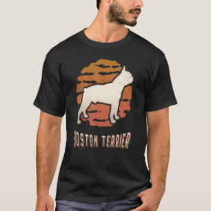 T-shirt Boston Terrier Vintage Retro Classic Chien Sunset