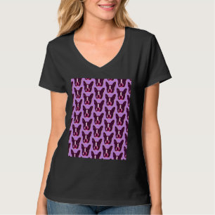 T-shirt Boston Terrier Visage Pop Art En Purple Botte viol