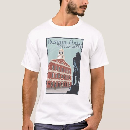 T-shirt Boston, vue de MassachusettsFaneuil Hall (Devant)