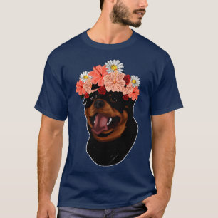 T-shirt Botanical Dog Owner Flower Crown Pet Rottweiler