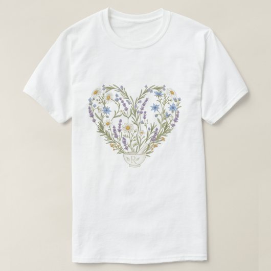 T-shirt Botanical Heart Apothecary Pharmacy Flower  (Design devant)