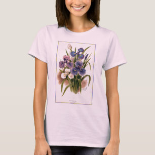 T-shirt botanique antique d'impression d'iris