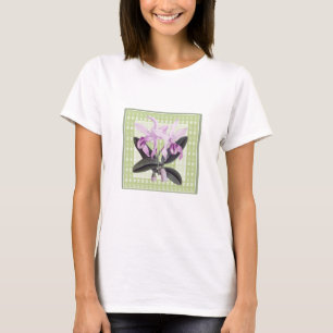 T-Shirt Botanique Orchidée Cattleya Lime et Violet