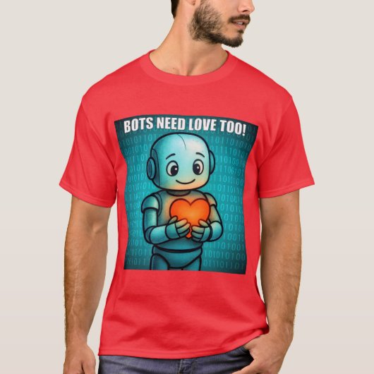 T-shirt Bots Need Love Too - Men's Bright Red (Devant)