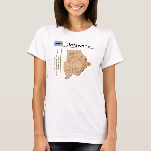 T-Shirt Botswana Carte + Drapeau + Titre (Devant)