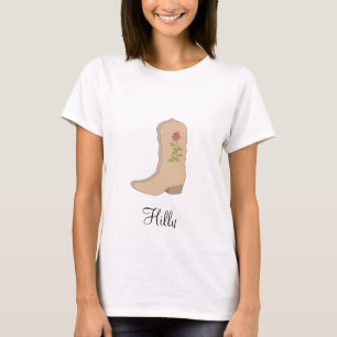 T-shirt Botte beige pays avec fleur