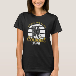 T-shirt Botte de fille Bling mignonne Fleur Amour Pays