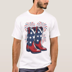 T-shirt Bottes de cowboy patriotiques conception de chemis