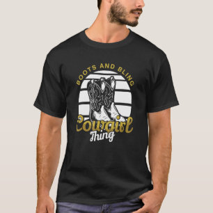 T-shirt Bottes de cowgirl Bling Fleur Mignonne Amour Count