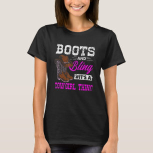 T-shirt Bottes de cowgirl Bling Vintage Country Sud Rodéo