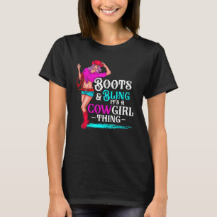 T-shirt Bottes de cowgirl et Bling C'est des choses de cow