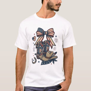 T-shirt Bottes de cowgirl patriotiques et chemise occident