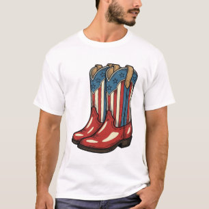 T-shirt Bottes de cowgirl patriotiques vintage Chemise occ